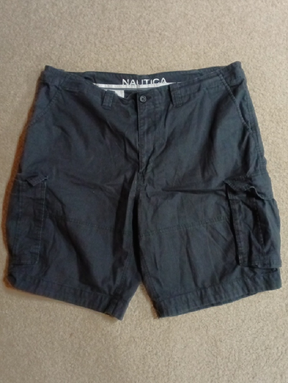 Nautica Men's Black Cargo Shorts with Flap Pockets